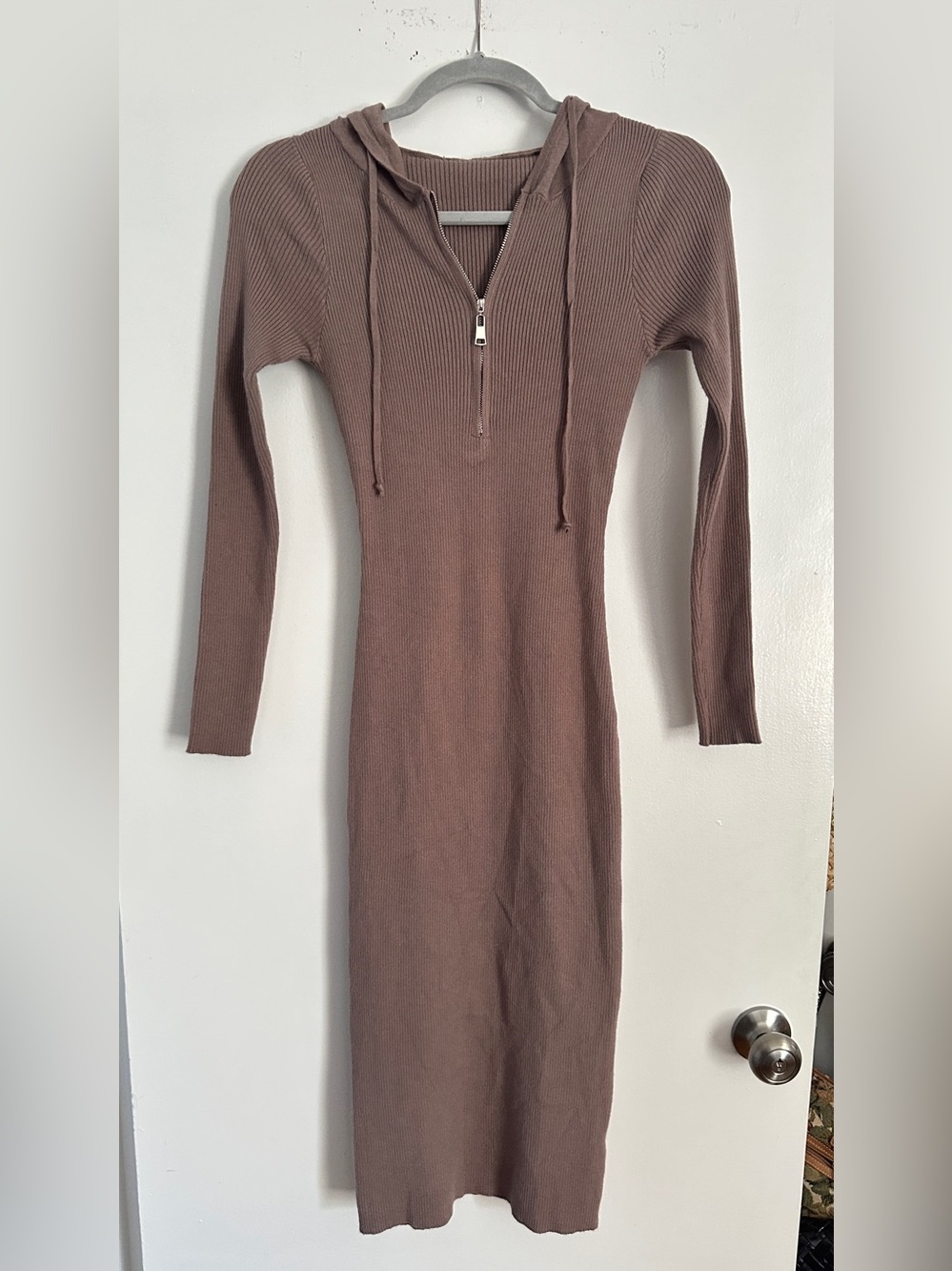 Ribbed Midi Dress with Hood!